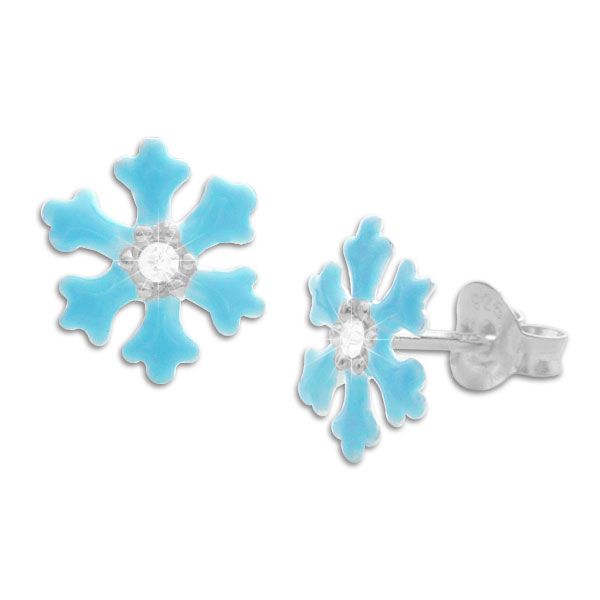 Eiskristall Ohrstecker hellblau mit Strass Stein 925 Silber