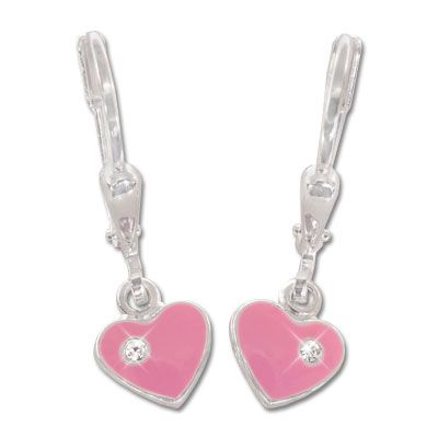 Kinder Ohrringe mit rosa Herzen 925 Silber Schmuck Geschenk Mädchen
