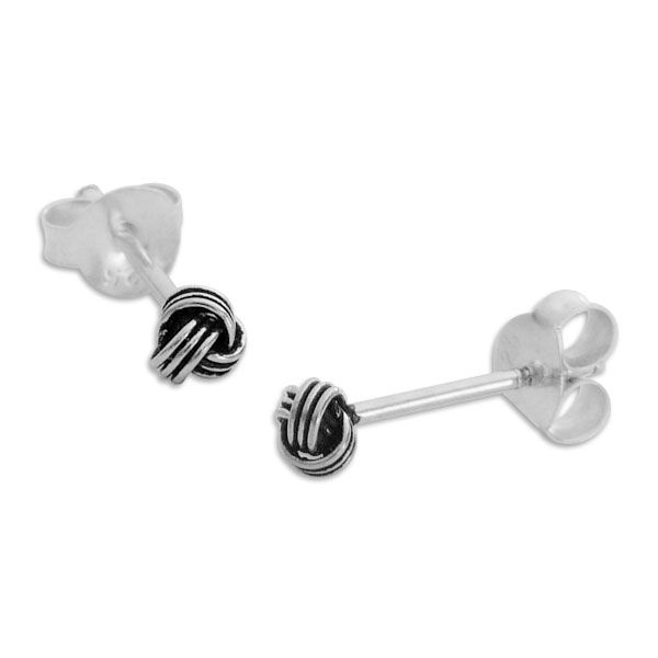 Mini Ohrstecker Knoten geschwärzt 925 Silber