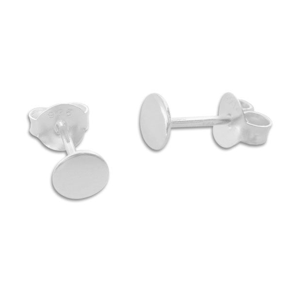 Runde Ohrstecker 4 mm glänzend 925 Silber Damen Herren Mädchen Jungen
