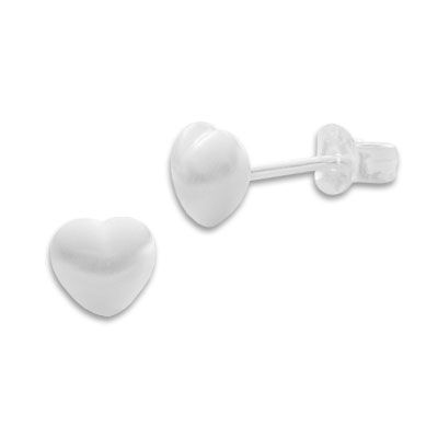 3D Herz Ohrstecker matt 925 Silber Ohrringe mit Herzen Mädchenschmuck