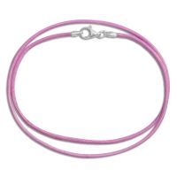 Lederband rosa 45 cm mit 925 Silber Verschluss rundes Band aus Leder Lederband rosa 45 cm mit 925 Silber Verschluss rundes Band aus Leder