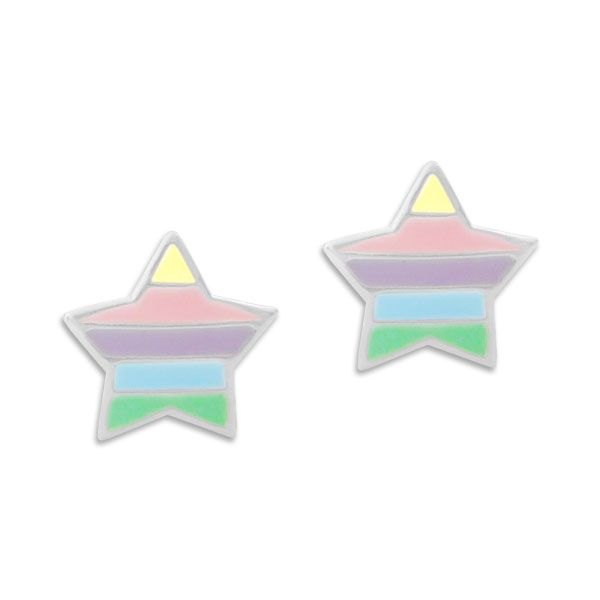Ohrstecker Sterne in dunklen Pastellfarben 925 Silber Kinder Ohrringe