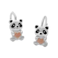 Panda Kinder Ohrringe mit rotvergoldetem Herz 925 Silber Pandabären Panda Kinder Ohrringe mit rotvergoldetem Herz 925 Silber Pandabären