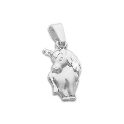 Einhorn Anhänger teilmattiert 925 Silber
