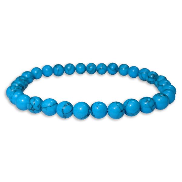 Türkis blau Kugel Armband 6 mm 18,5 cm Edelsteinarmband Damen