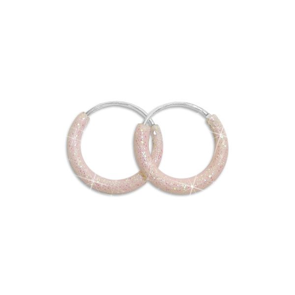 Glitzer Creolen rosa 13 mm 925 Silber