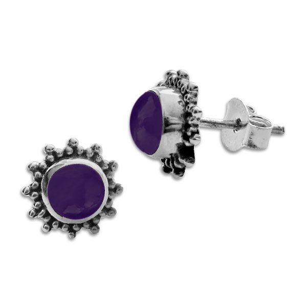 Amethyst Ohrstecker Ohrringe Sonne filigran 8 mm 925 Silber