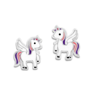 Alicorn Ohrstecker geflügeltes Einhorn 925 Silber Kinderschmuck