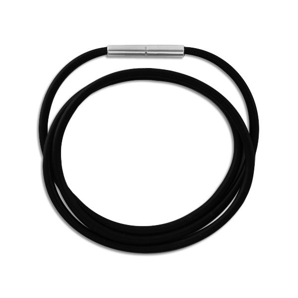 Schwarze 2,5 mm Kautschukkette 50 cm mit Bajonett-Verschluss Edelstahl