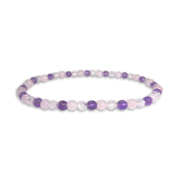 Kleines Kugel-Armband Amethyst Rosenquarz Bergkristall 4 mm 19 cm