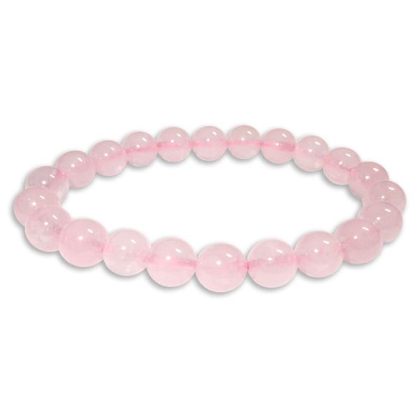 Kugelarmband Rosenquarz 8 mm 19 cm Armband mit rosa Edelstein Kugeln