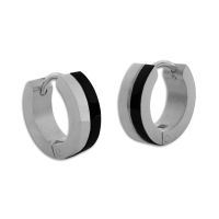 Edelstahl Herren Klapp-Creolen mit schwarzer und silber Seite Edelstahl Herren Klapp-Creolen mit schwarzer und silber Seite