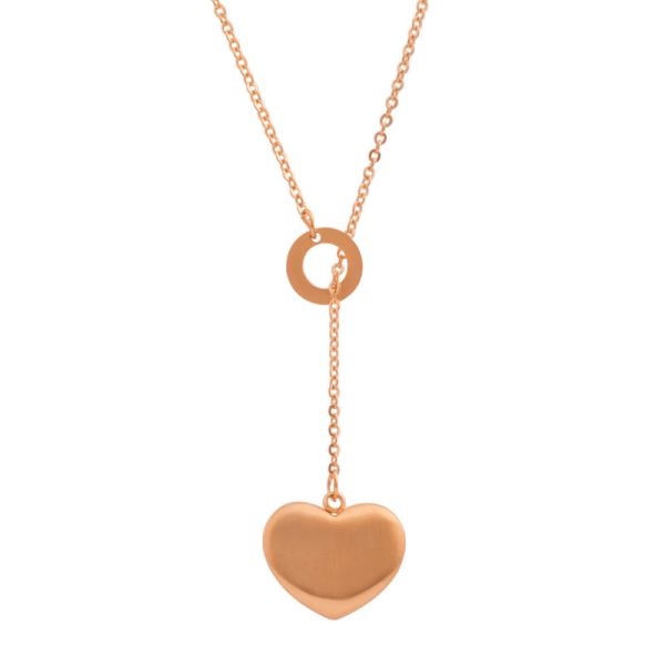Herz Collier matt Edelstahl roségoldfarben