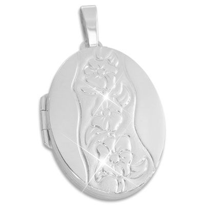 Großes Medaillon mit Blumen-Ranke 925 Silber