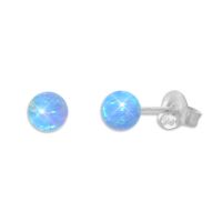Kleine Opal Kugel Ohrstecker 925 Silber 4 mm blau Kleine Opal Kugel Ohrstecker 925 Silber 4 mm blau