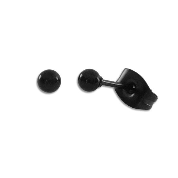 Kleine Kugel Ohrstecker Edelstahl schwarz glänzend 3 mm