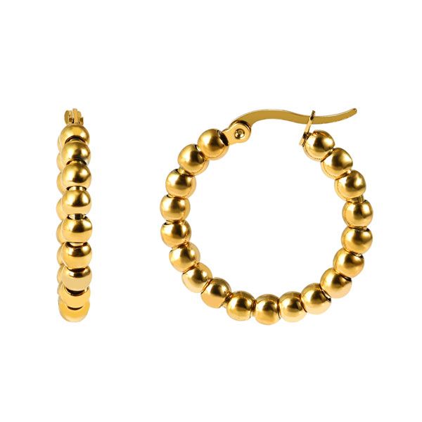 Edelstahl Creolen mit Kugeln 26 x 4 mm goldfarben Damen Ohrringe