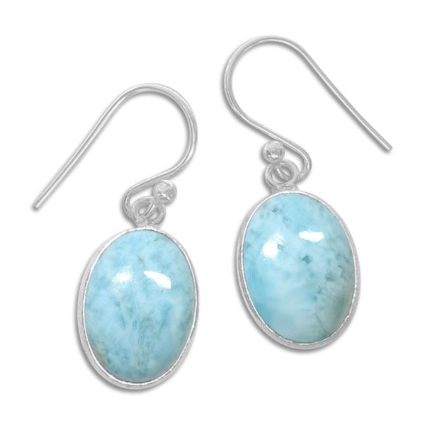 Larimar Ohrringe oval 30 x 11 mm groß 925 Silber Larimarschmuck