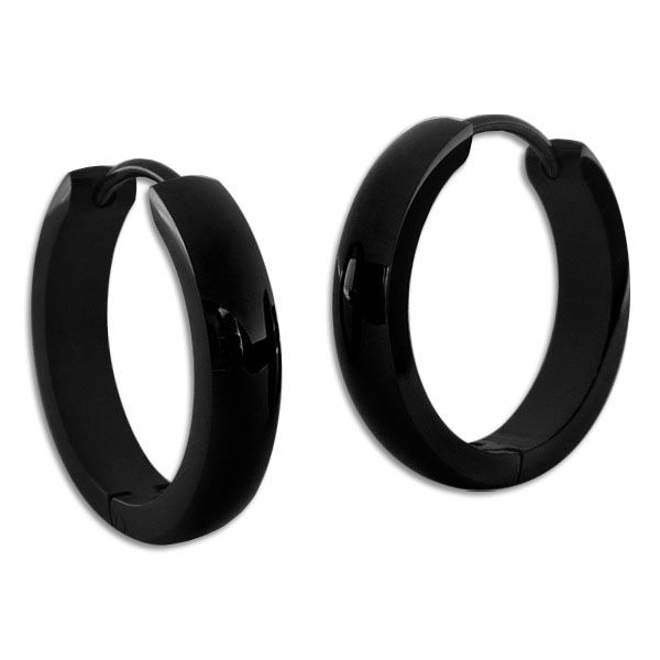 Große Creolen Edelstahl Ohrringe schwarz 20 x 4 mm