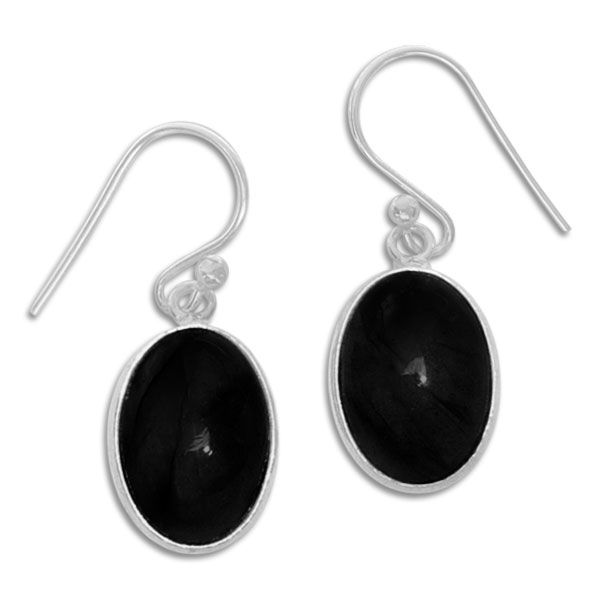 Onyx Ohrhänger oval 925 Silber Edelstein Ohrringe