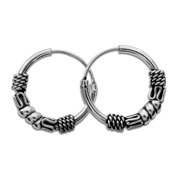 Gothicschmuck Creolen 925 Silber 16 mm Herren Ohrringe geschwärzt