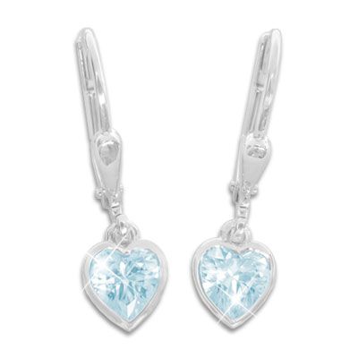 Kinder Herz Ohrringe hängend aquamarin blau 925 Silber