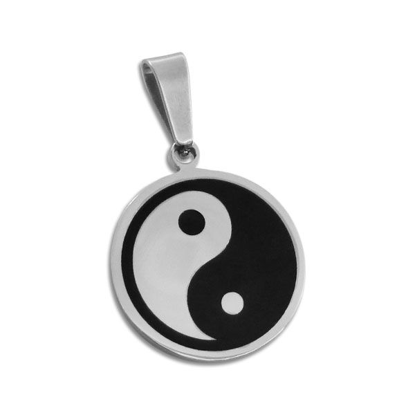 Edelstahl Anhänger Yin Yang schwarz lackiert