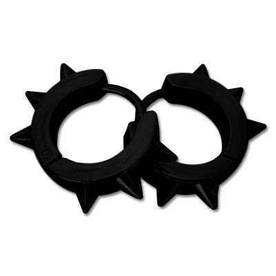 Gothic Klapp-Creolen Spikes Edelstahl schwarz