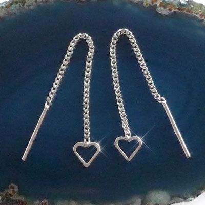 Ohrringe zum Durchziehen mit Herzen 925 Silber