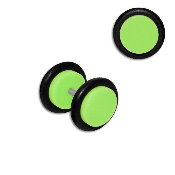 Fake Plug neon grün 11 mm Edelstahl Kunststoff Gummi 1 Stück
