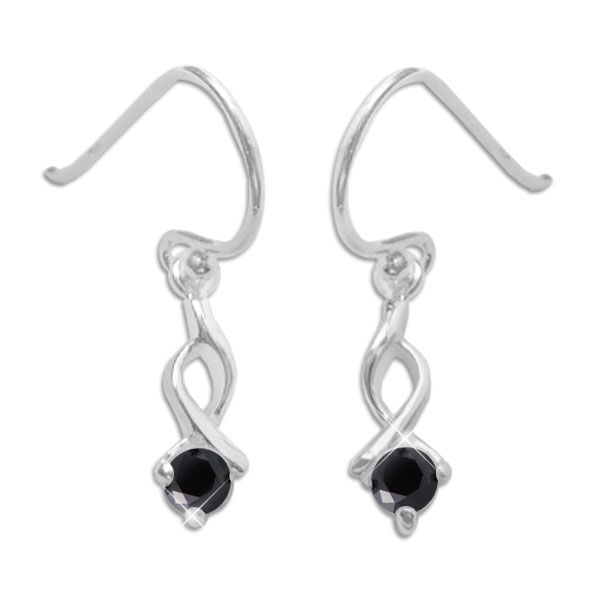 Strass Ohrhänger Ohrringe mit schwarzen Zirkonia 925 Silber