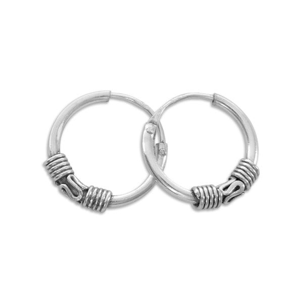 Bali Creolen 925 Silber 12 mm Gothic Creolen