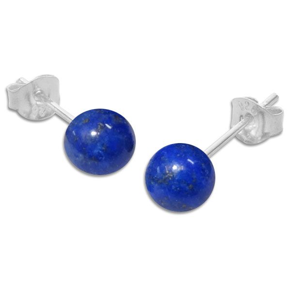 Lapislazuli Ohrstecker 6 mm 925 Silber Kugel Ohrringe Edelsteine blau