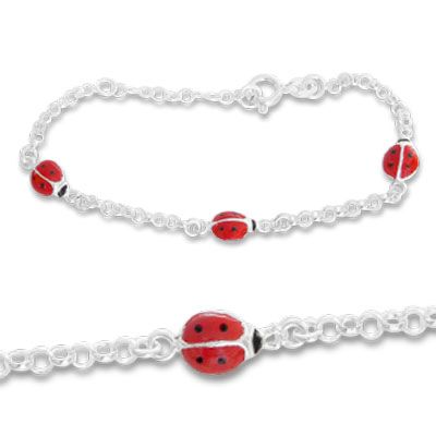 Marienkäfer Armband für Kinder 925 Silber 12,5 - 15 cm