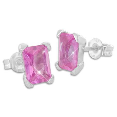 Strass Ohrstecker pink 925 Silber Damen Ohrringe Geschenk