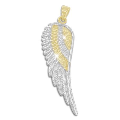 Bicolor Engelsflügel Schmuck Anhänger 925 Silber Flügel teilvergoldet