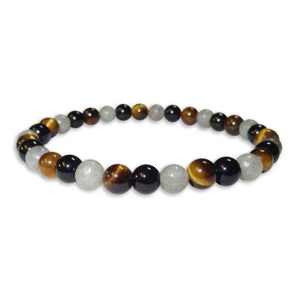 Labradorit Tigerauge Obsidian Kugel Armband 5-6 mm 19,5 cm