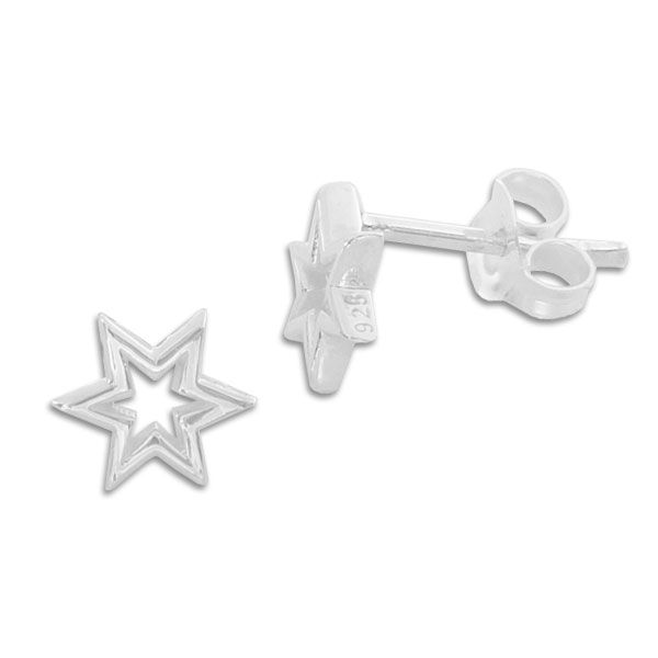 Ohrstecker Ohrringe offener Stern mit 6 Zacken 925 Silber