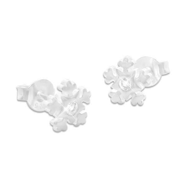 Ohrstecker Schneeflocke mit Zirkonia Strass Stein 925 Silber