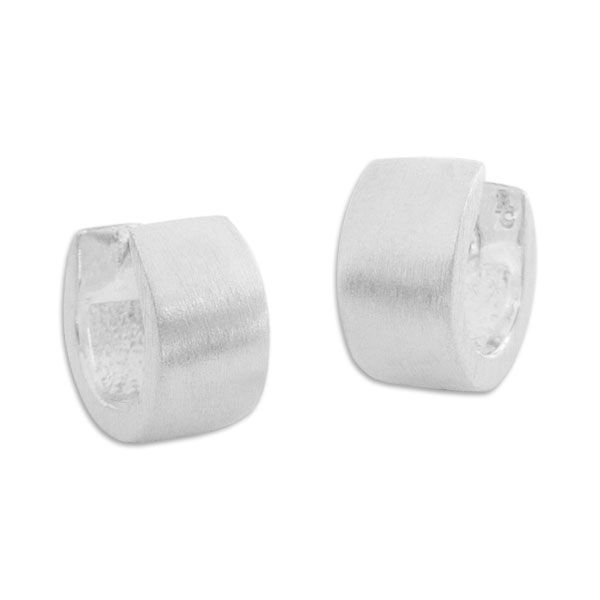 Breite kleine Creolen mattiert 11 x 5,5 mm 925 Silber Klapp-Creolen