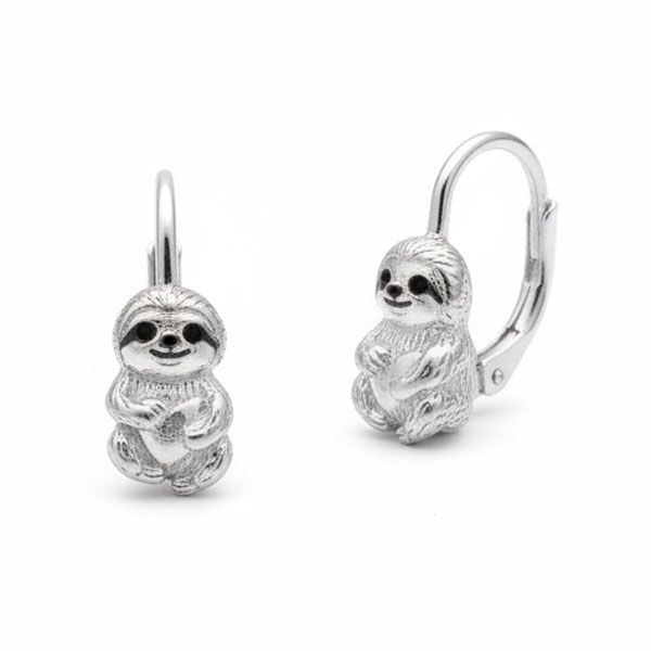 Faultier Ohrringe für Kinder mit Herz 925 Silber