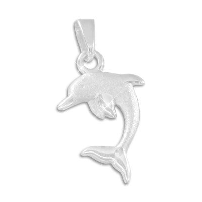 Anhänger Delfin matt-glänzend 925 Silber Silberanhänger Damen und Mädchen