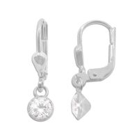 Kinder Strass Ohrringe rund weiß 925 Silber Brisuren für Mädchen Kinder Strass Ohrringe rund weiß 925 Silber Brisuren für Mädchen
