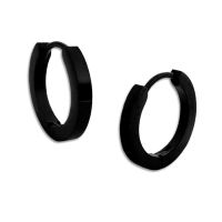 Schmale Klapp-Creolen Edelstahl schwarz mattiert 16 x 2 mm Schmale Klapp-Creolen Edelstahl schwarz mattiert 16 x 2 mm