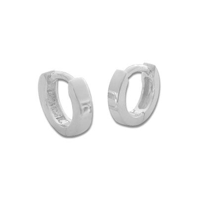 Mini Klappcreolen 925 Silber Ohrringe 9 x 2 mm