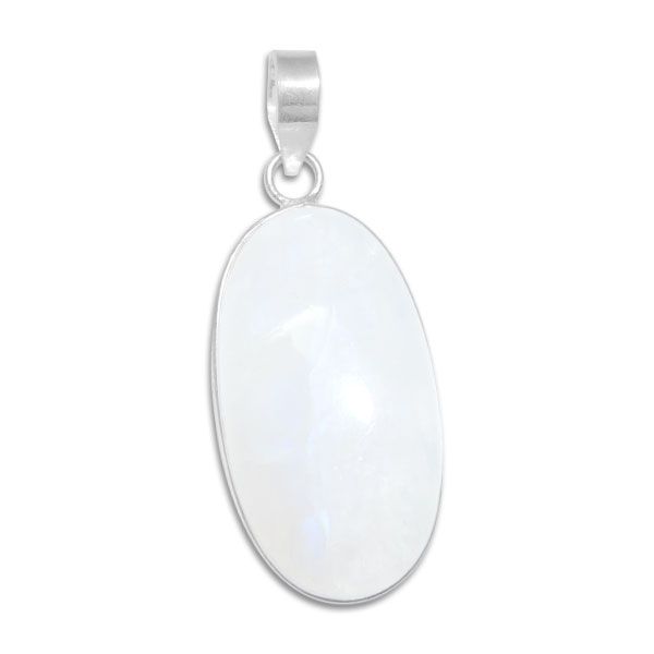 Länglicher dickerer Mondstein Anhänger blau 925 Silber