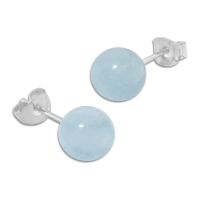 Aquamarin Ohrstecker 8 mm 925 Silber Edelstein Kugel Ohrringe hellblau Aquamarin Ohrstecker 8 mm 925 Silber Edelstein Kugel Ohrringe hellblau