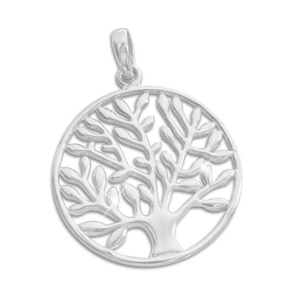 Großer Anhänger Baum des Lebens 21 mm 925 Silber Lebensbaum Sterlingsilber