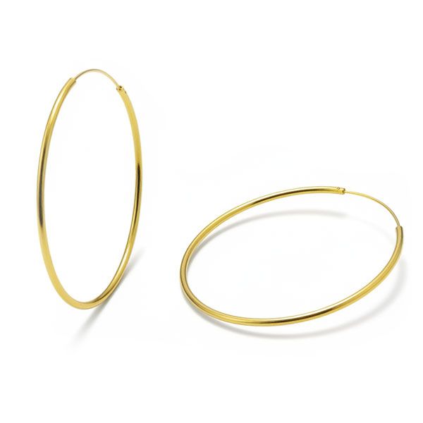 Vergoldete Creolen 925 Silber 50 x 1,5 mm